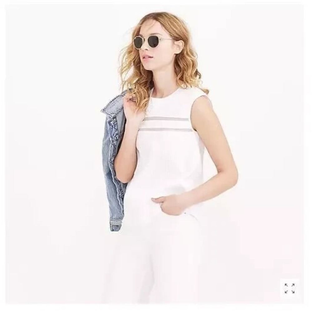 J Crew Pleated Pin Tucked Cotton Blouse Top sz 2 Back Zip